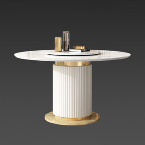 Glam 1/3/4/5/7/9 Pièces Pièces Table à manger Round avec des mobilier de plateau tournant en pierre fritté