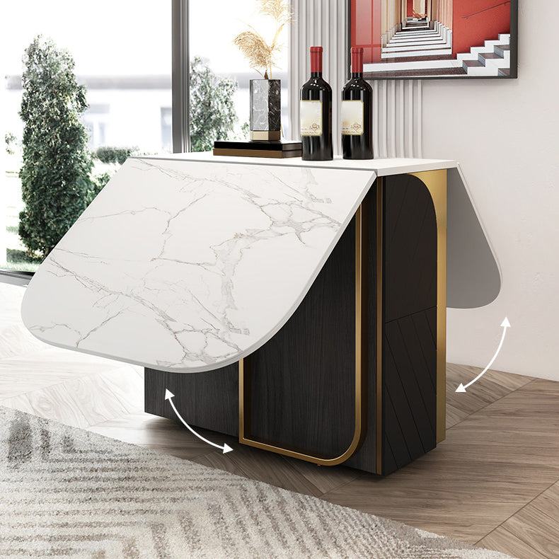 Modern 1/2/3/4/5 Pieces Rectangle Dining Table Set with Stone Top Foldable Dinette Set