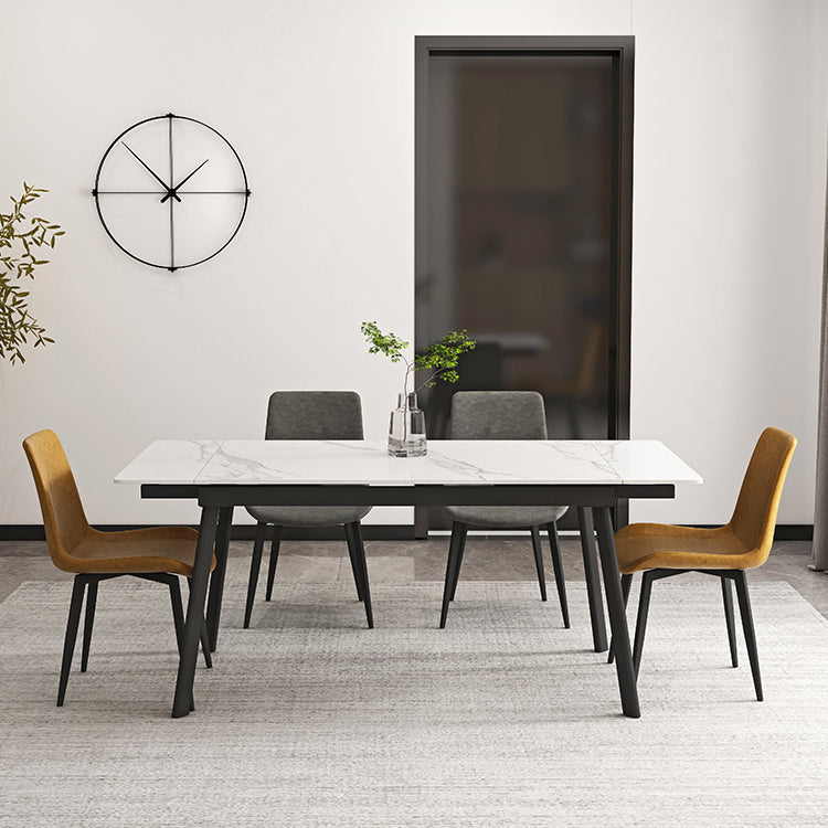 Modern 1/4/5/7 Pieces Rectangle Dining Table Set with Stone Top White Scalable Dinette Set