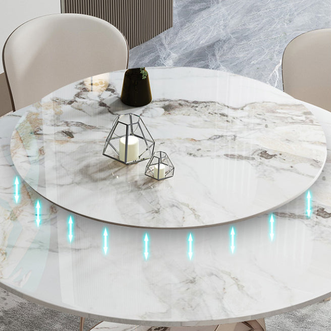 1/4/5/7 Pieces Stainless Steel Dining Table Set with Sintered Stone Top Modern Dinette Set