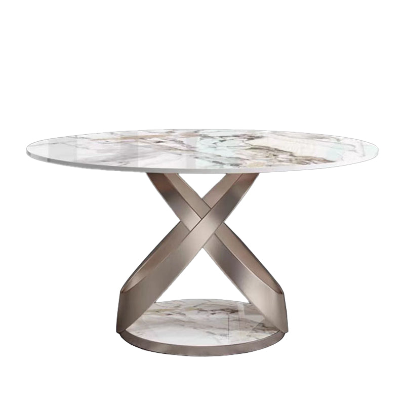 1/4/5/7 Pieces Stainless Steel Dining Table Set with Sintered Stone Top Modern Dinette Set