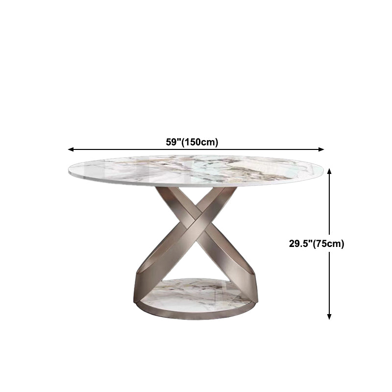 1/4/5/7 Pieces Stainless Steel Dining Table Set with Sintered Stone Top Modern Dinette Set