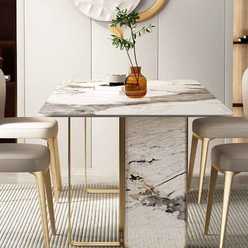 Luxury 1/3/4/5/6 Pieces Dining Set Sintered Stone Dining Table with Leather Chairs