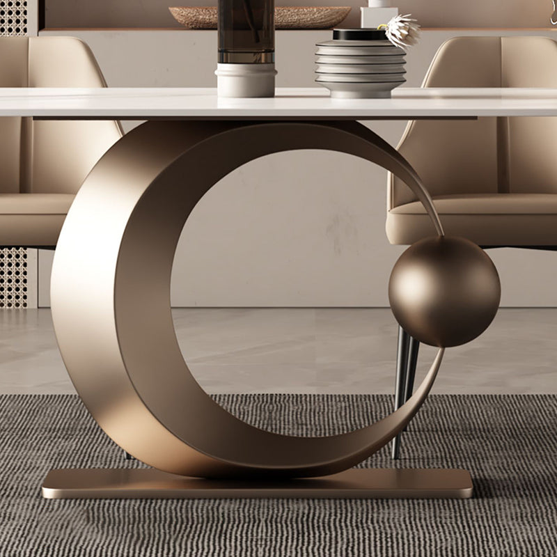 Luxury 1/4/5/7 Pieces Rectangle Dining Set Sintered Stone Dining Table with Leather Chairs