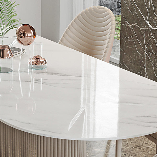 1/4/5/7 Pieces Luxury Dining Set Sintered Stone Top Dining Table with Leather Chairs