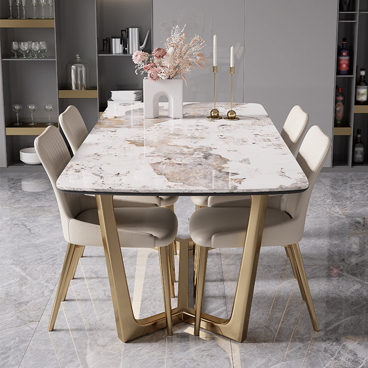 Glam 1/4/5/7 Pieces Rectangle Dining Table Set with Sintered Stone Scalable Dinette Set