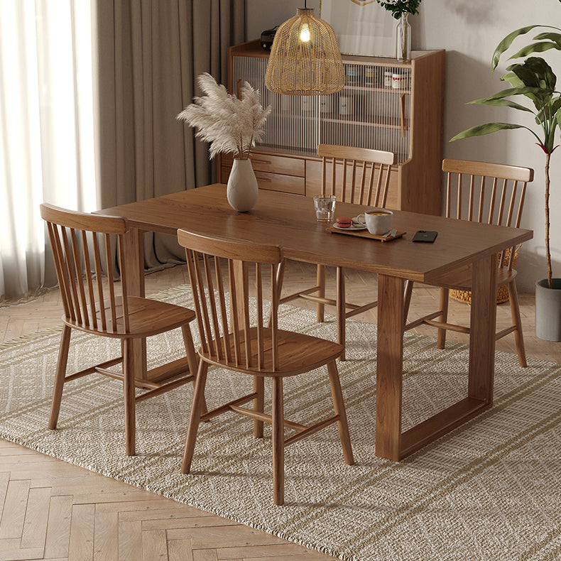 Modern 1/4/5 Pieces Rectangle Dining Set Solid Wood Dining Table with Chairs