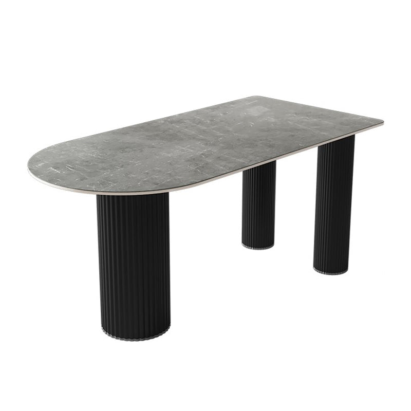 Mesa de comedor de piedra sinterizada Mesa de comedor casera moderna con base de metal