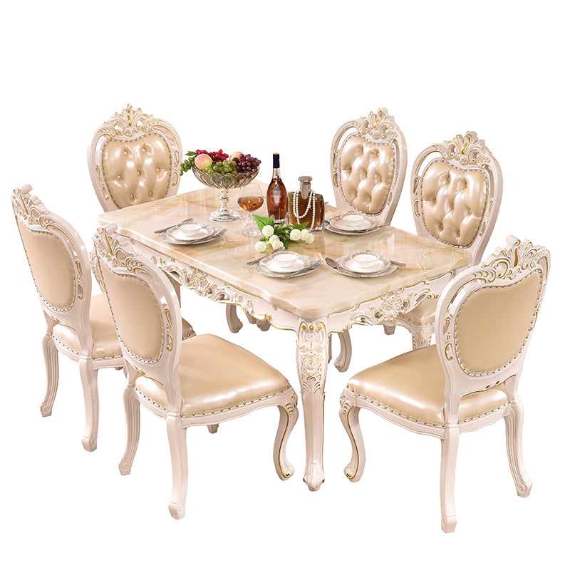 Solid Wood Base Dining Collection Rectangle Dining Table for Home