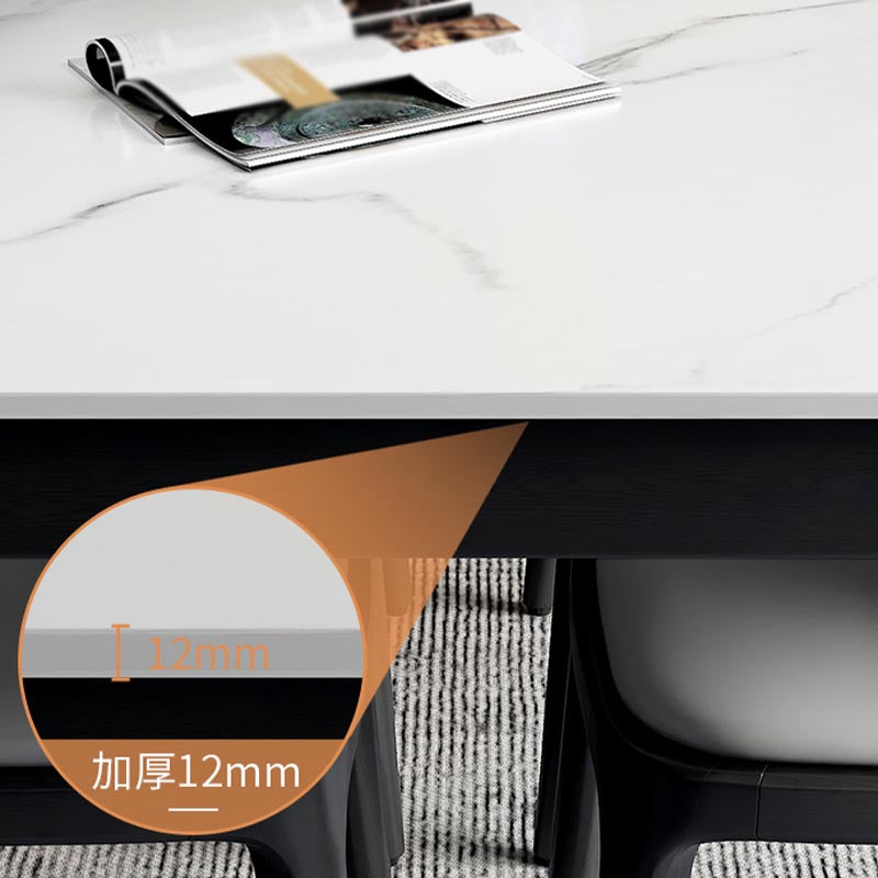 Mesa de comedor rectangular con superficie de piedra, mesa de comedor contemporánea con 4 patas de madera