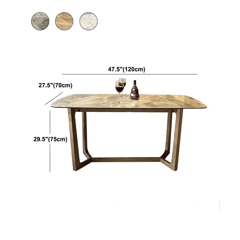 Mesa de comedor de piedra gris con mesa de comedor contemporánea con base de trineo