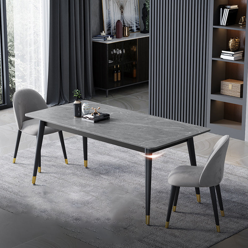 Stone Modern Rectangle Dining Table Matte Finish 4 Legs Table for Home