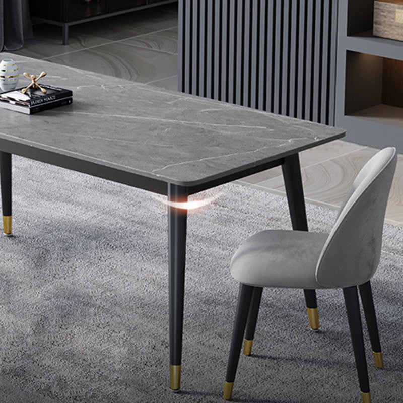 Stone Modern Rectangle Dining Table Matte Finish 4 Legs Table for Home
