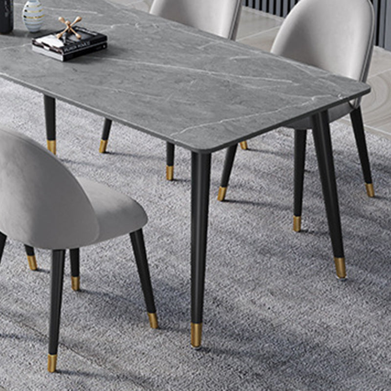 Stone Modern Rectangle Dining Table Matte Finish 4 Legs Table for Home