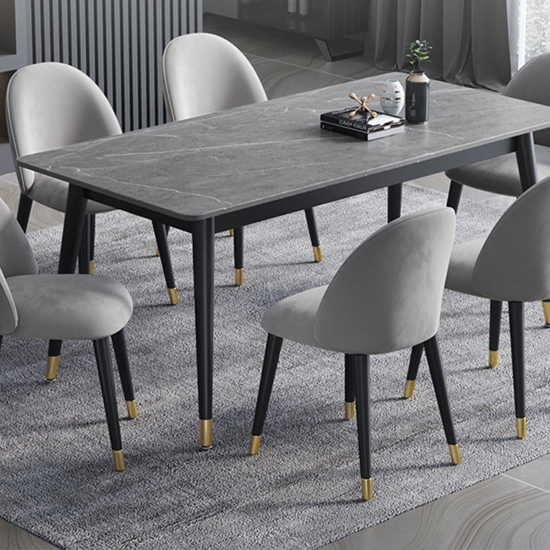 Stone Modern Rectangle Dining Table Matte Finish 4 Legs Table for Home