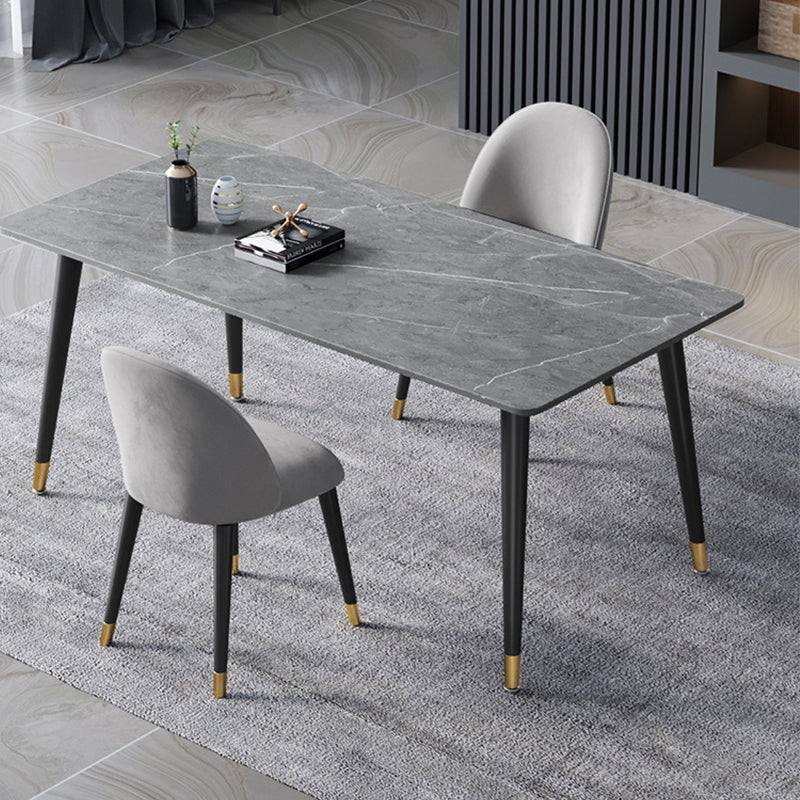 Stone Modern Rectangle Dining Table Matte Finish 4 Legs Table for Home