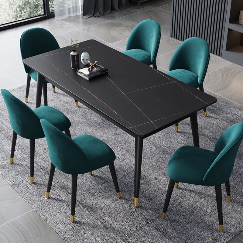 Stone Modern Rectangle Dining Table Matte Finish 4 Legs Table for Home