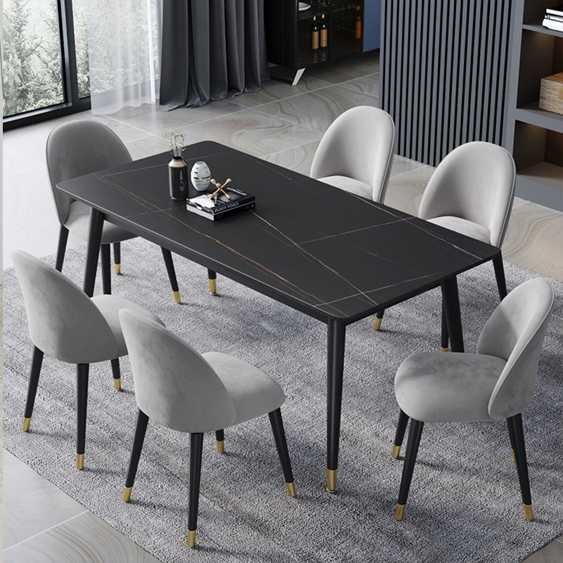 Stone Modern Rectangle Dining Table Matte Finish 4 Legs Table for Home