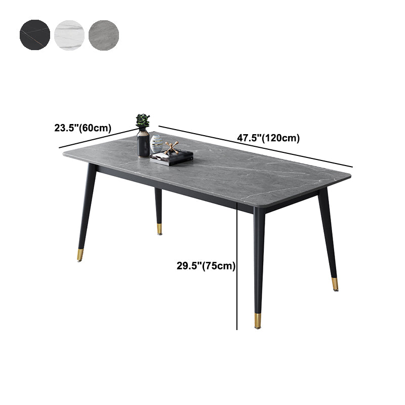 Stone Modern Rectangle Dining Table Matte Finish 4 Legs Table for Home