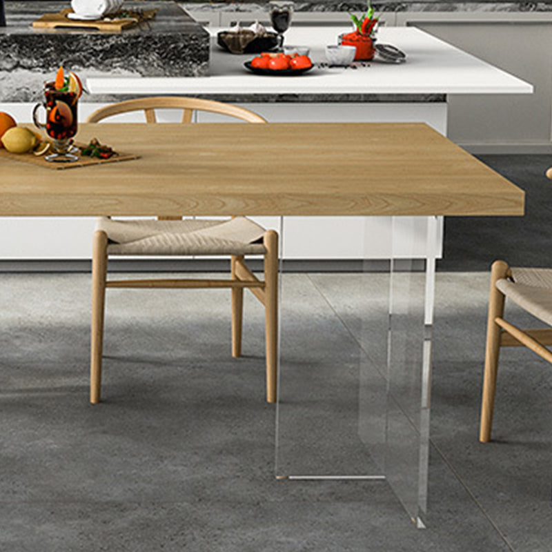 Mesa de top de madera de pino mesa de comedor de lujo tradicional con base de pedestal doble