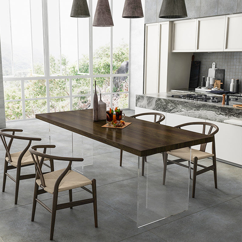 Mesa de top de madera de pino mesa de comedor de lujo tradicional con base de pedestal doble