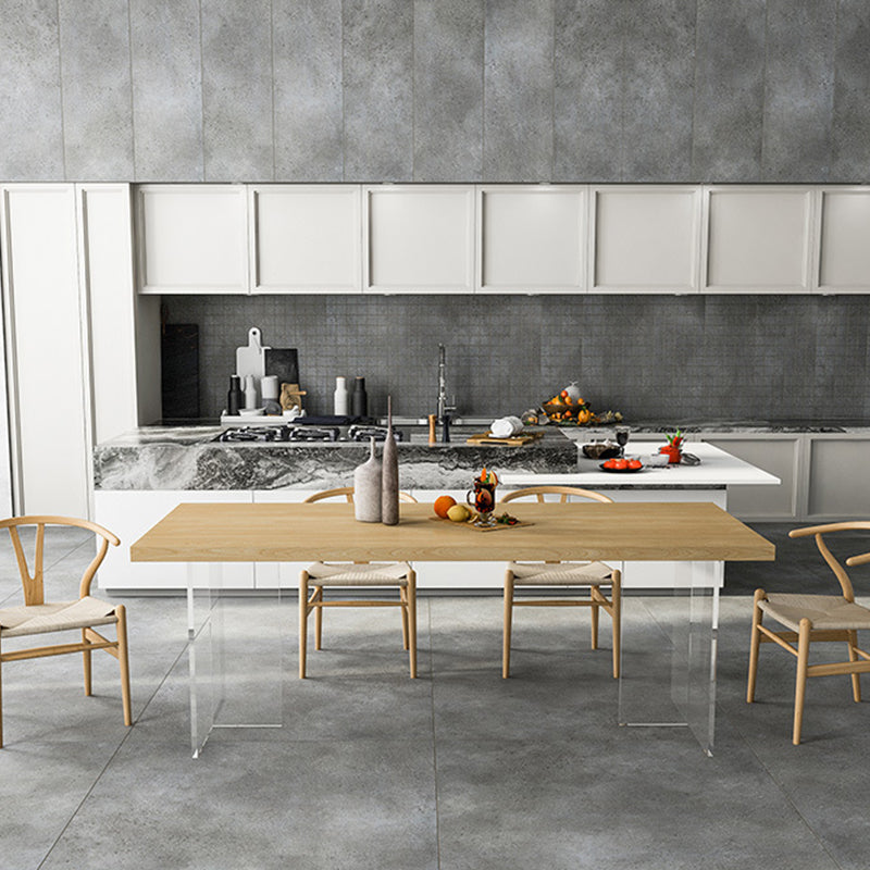 Mesa de top de madera de pino mesa de comedor de lujo tradicional con base de pedestal doble