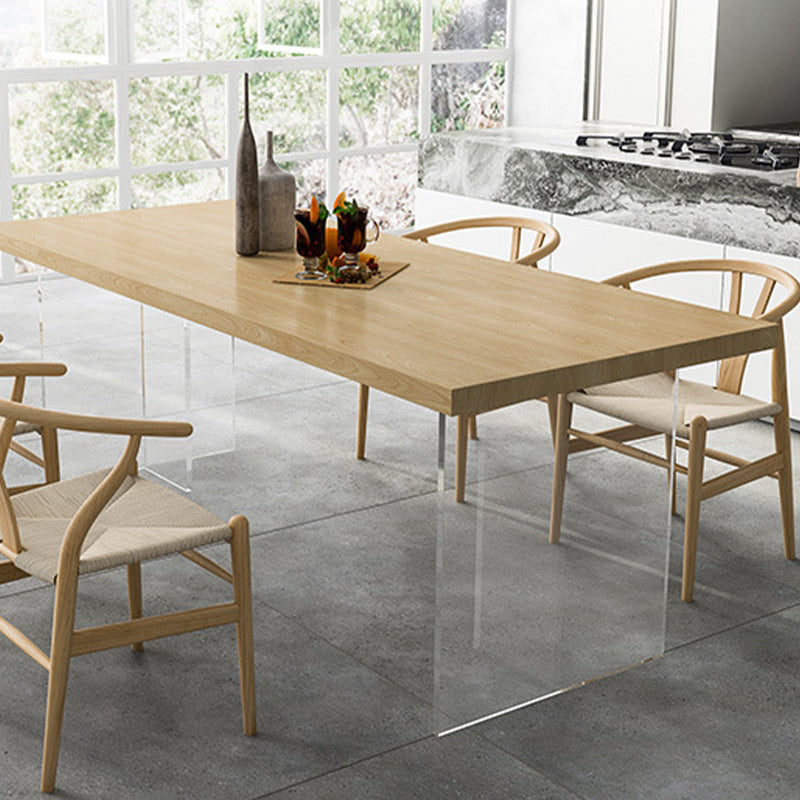 Mesa de top de madera de pino mesa de comedor de lujo tradicional con base de pedestal doble