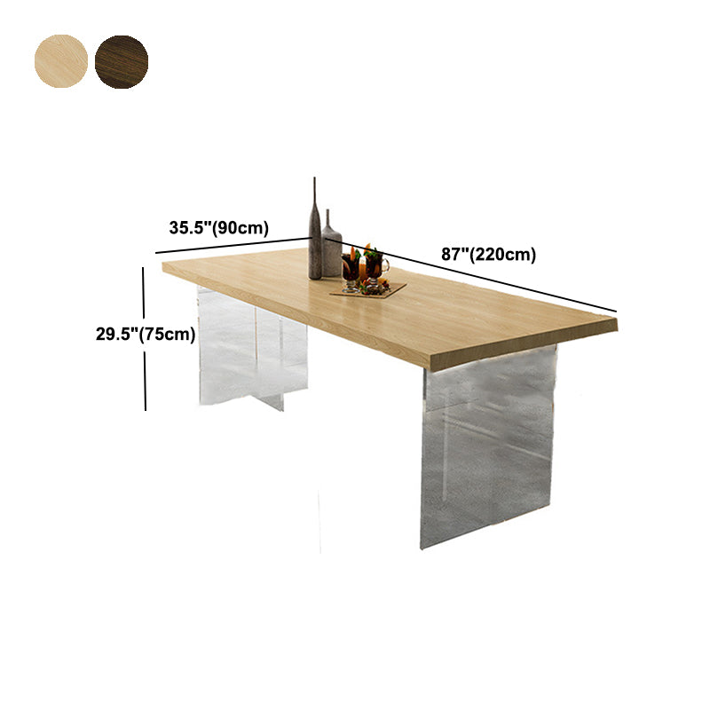 Mesa de top de madera de pino mesa de comedor de lujo tradicional con base de pedestal doble