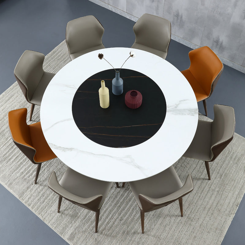 Stone Top Dining Table Contemporary Dining Table with Brown Pedestal Base