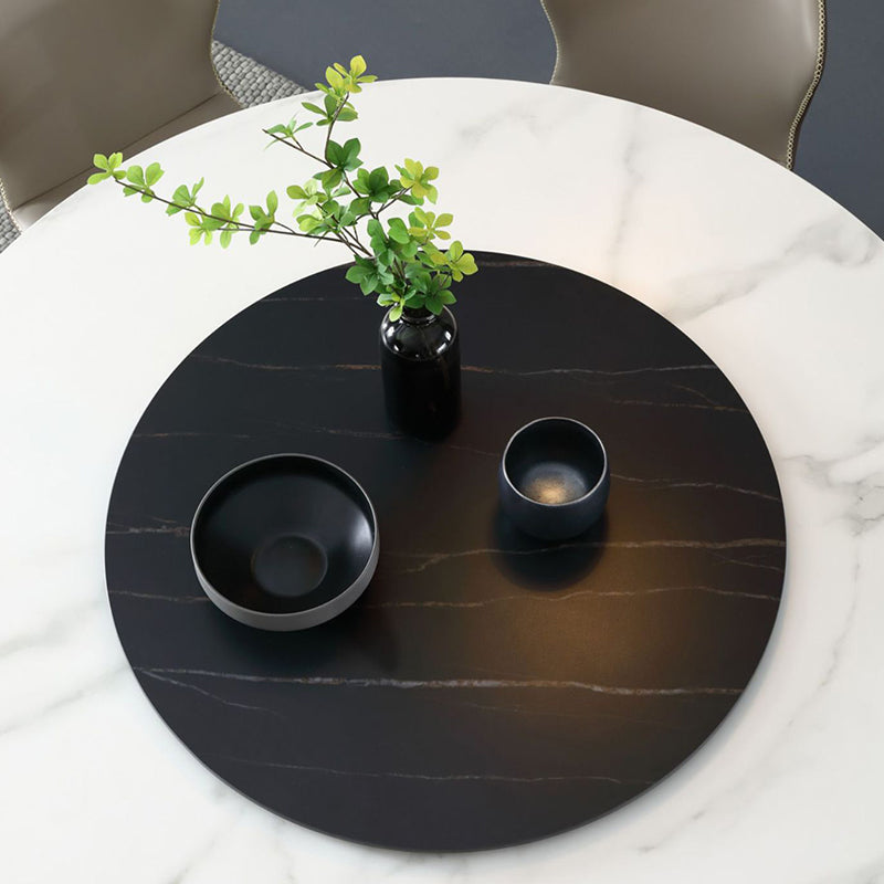 Stone Top Dining Table Contemporary Dining Table with Brown Pedestal Base