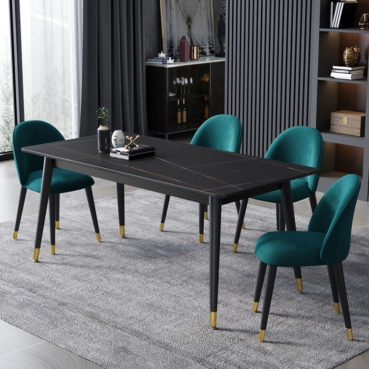 Mesa de comedor de piedra rectangular glamorosa mesa de acabado mate con 4 patas