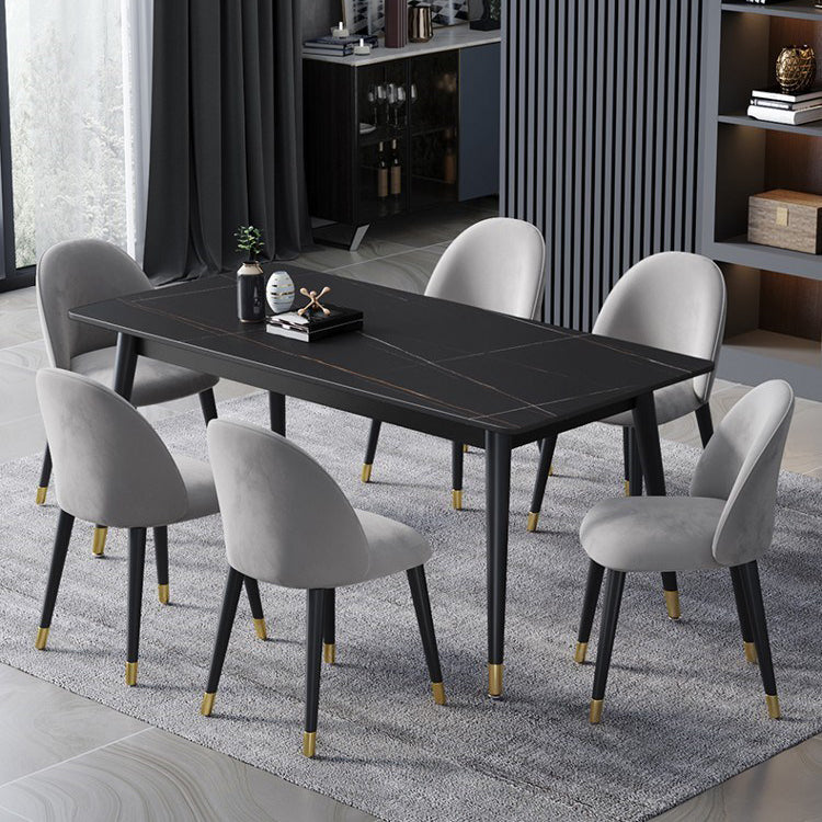 Mesa de comedor de piedra rectangular glamorosa mesa de acabado mate con 4 patas