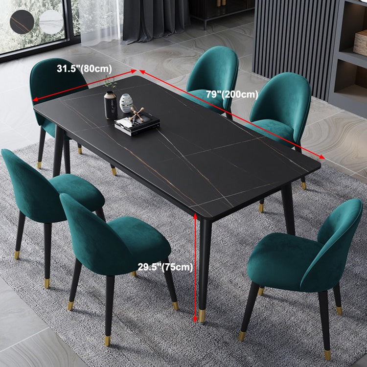 Mesa de comedor de piedra rectangular glamorosa mesa de acabado mate con 4 patas