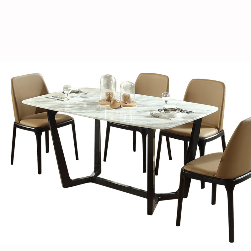 Eigentijdse stenen rechthoekige eettafel met matte afwerking en sledebasistafel