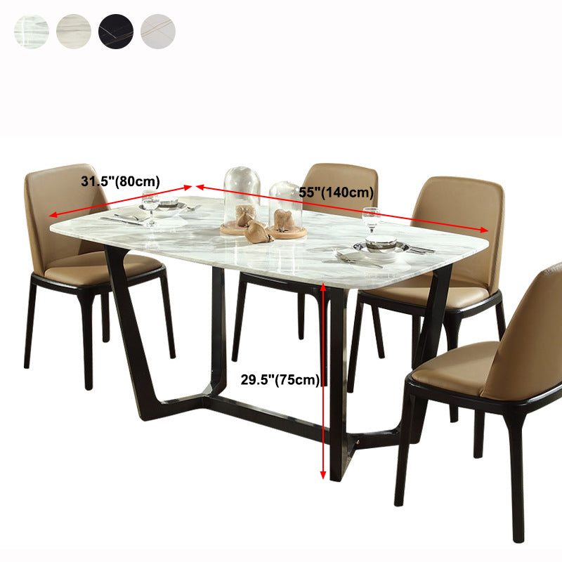 Eigentijdse stenen rechthoekige eettafel met matte afwerking en sledebasistafel