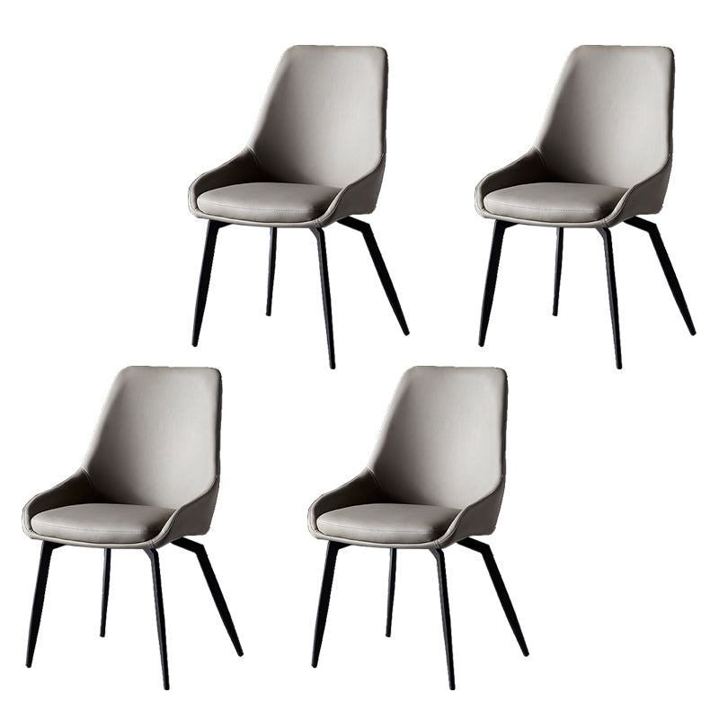 Silla lateral de comedor con respaldo sólido y brazo industrial, silla lateral de comedor de cuero