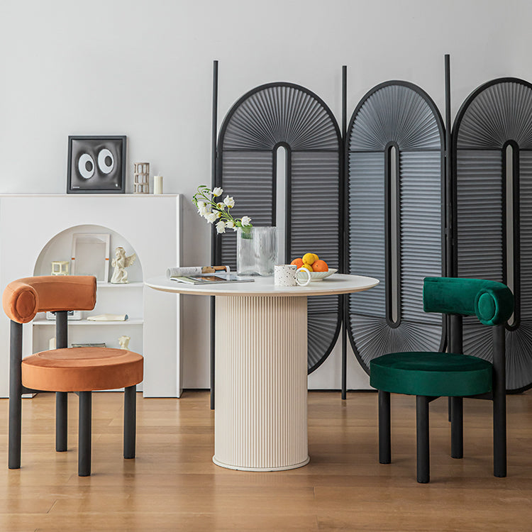 Silla de comedor de terciopelo contemporáneo, silla sin brazos de comedor de metal para uso en restaurantes