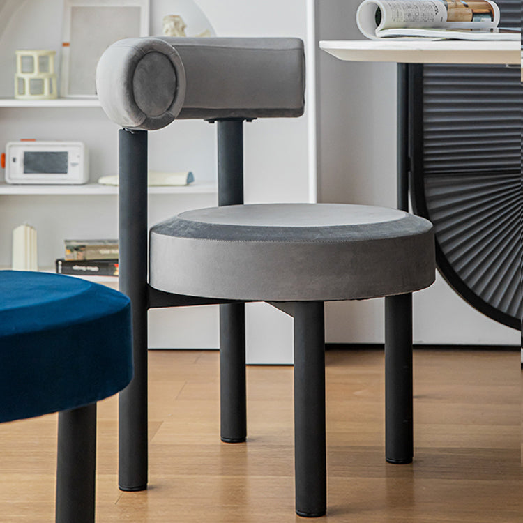 Silla de comedor de terciopelo contemporáneo, silla sin brazos de comedor de metal para uso en restaurantes