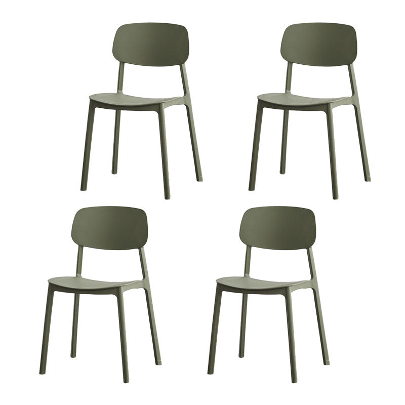 Silla lateral casera de plástico moderna con respaldo abierto y acabado mate