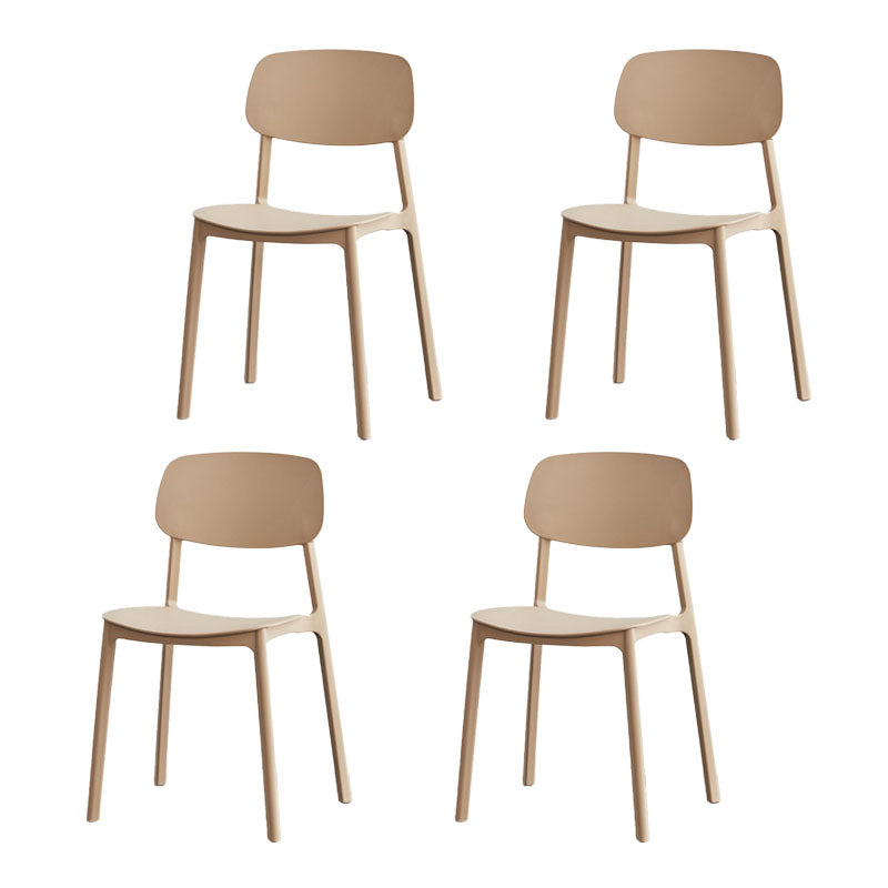 Silla lateral casera de plástico moderna con respaldo abierto y acabado mate