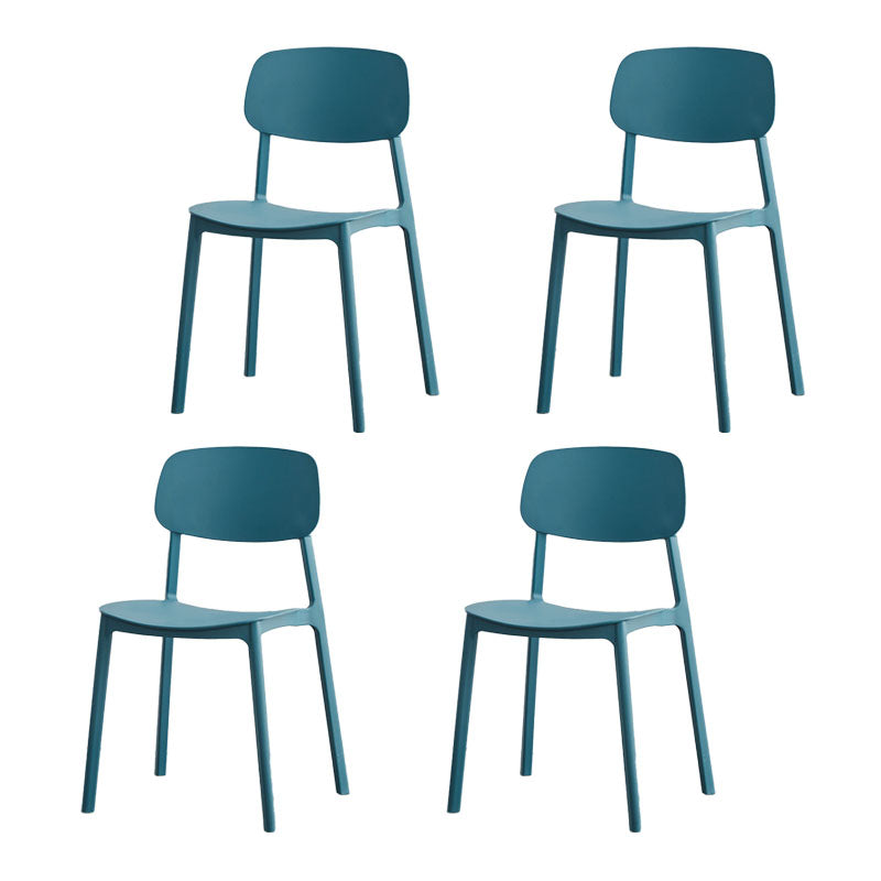 Silla lateral casera de plástico moderna con respaldo abierto y acabado mate