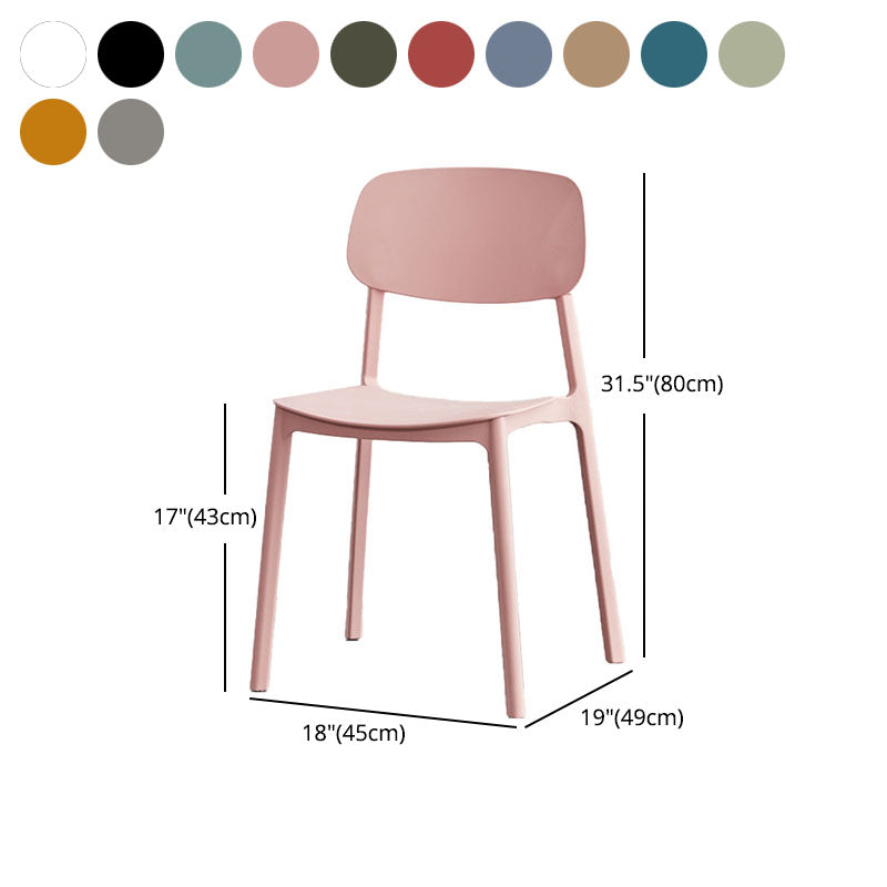 Silla lateral casera de plástico moderna con respaldo abierto y acabado mate