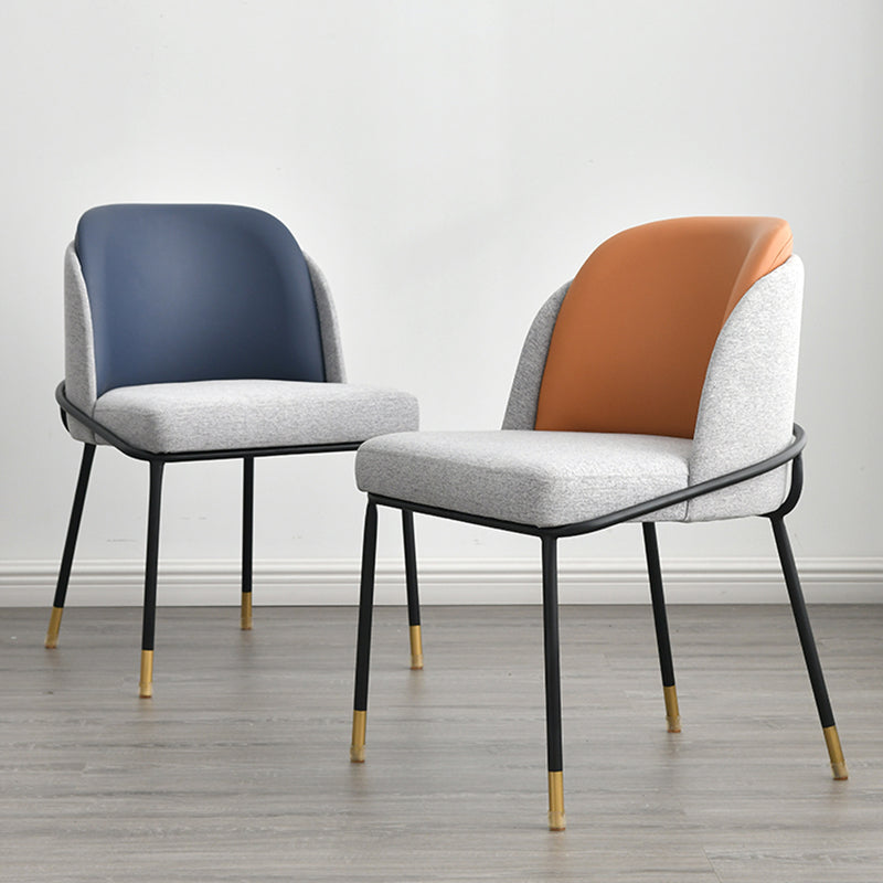 Sillas de comedor sin brazos de tela Glam, silla de comedor de metal para uso doméstico