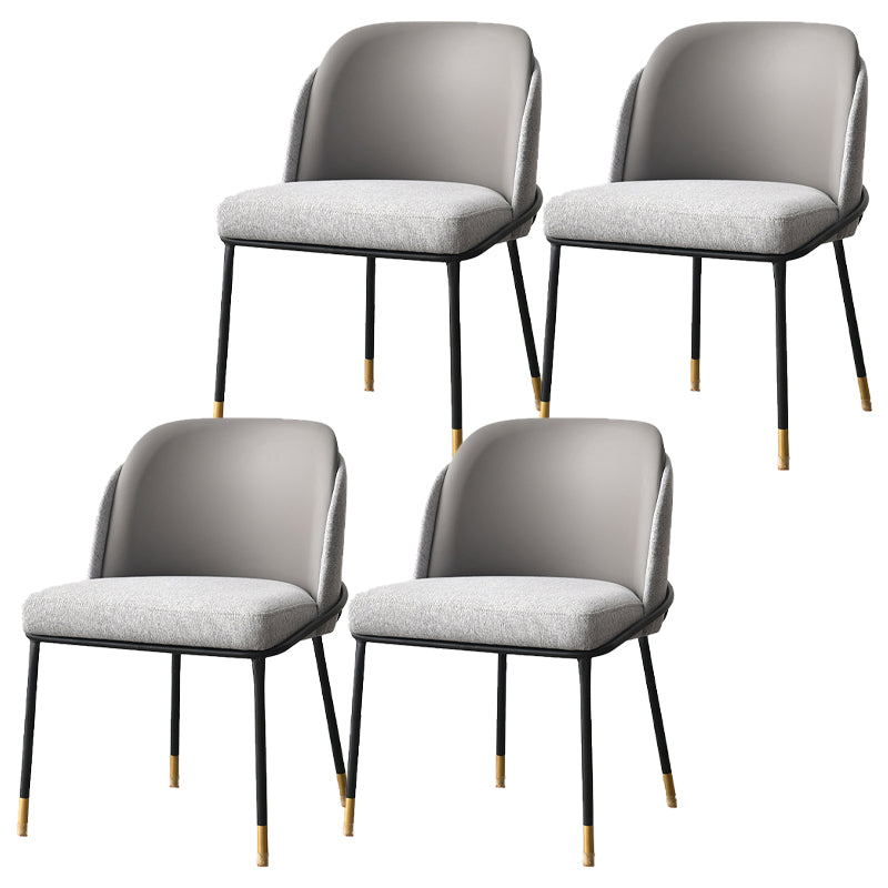 Sillas de comedor sin brazos de tela Glam, silla de comedor de metal para uso doméstico