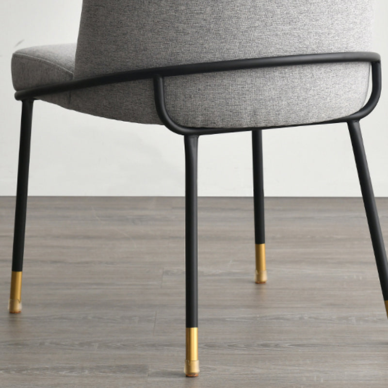 Sillas de comedor sin brazos de tela Glam, silla de comedor de metal para uso doméstico