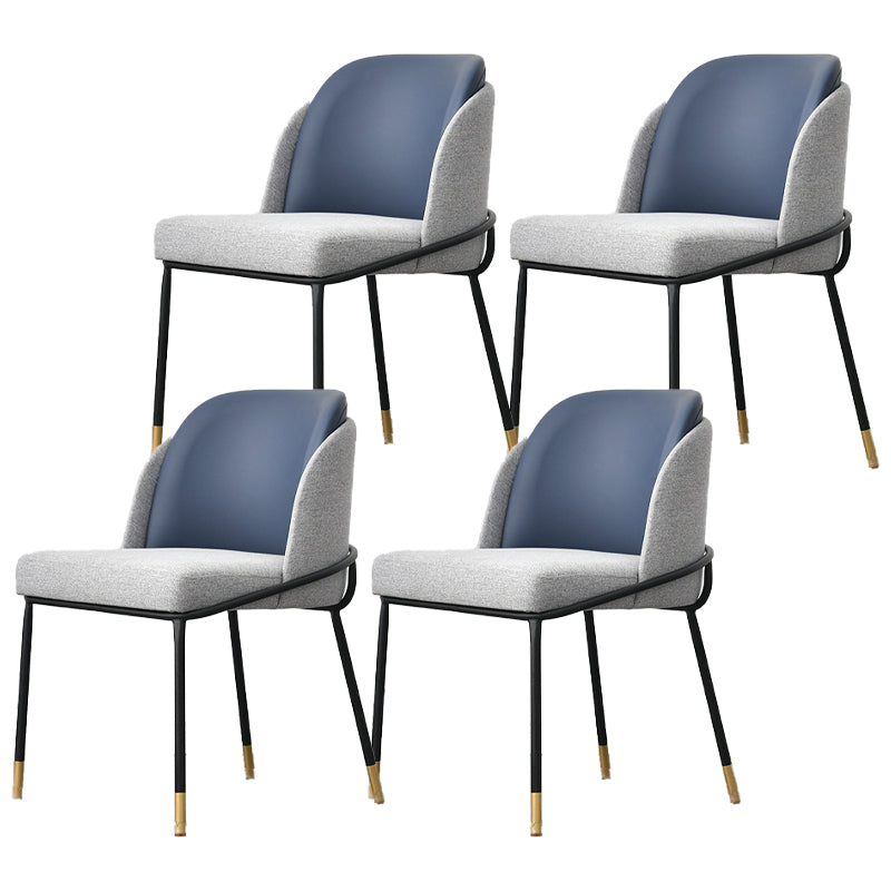 Sillas de comedor sin brazos de tela Glam, silla de comedor de metal para uso doméstico