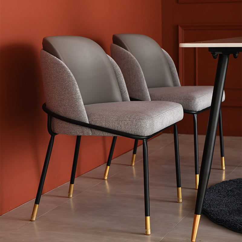 Sillas de comedor sin brazos de tela Glam, silla de comedor de metal para uso doméstico