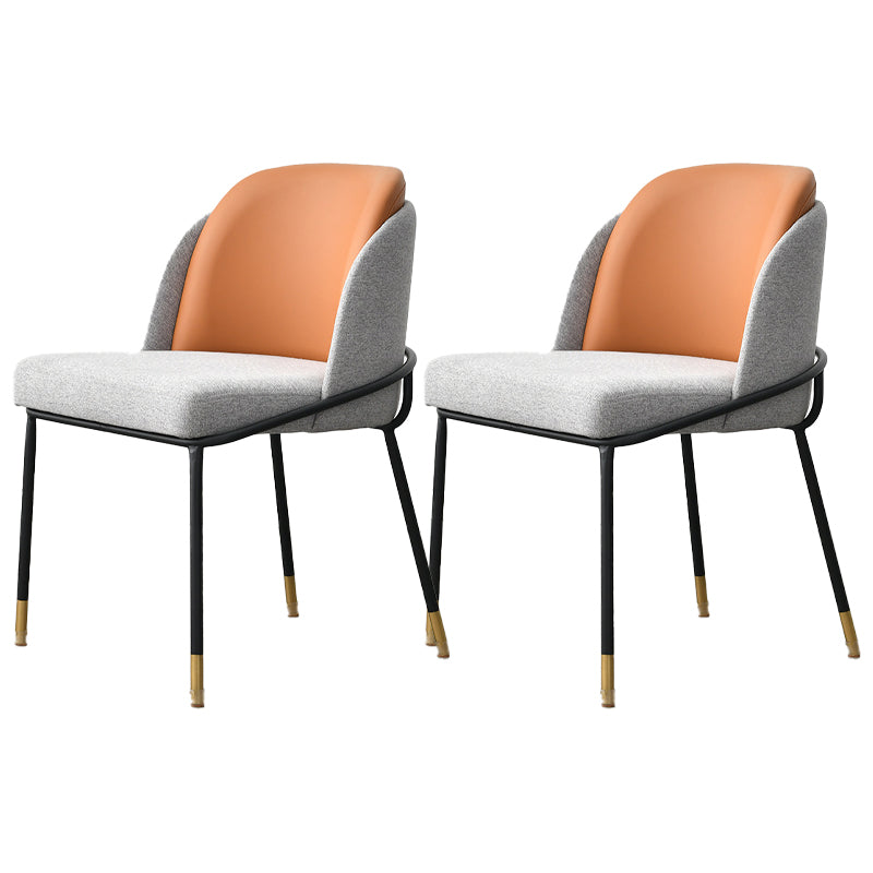 Sillas de comedor sin brazos de tela Glam, silla de comedor de metal para uso doméstico