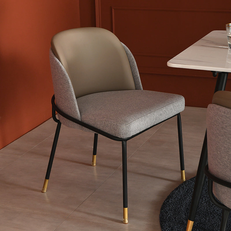 Sillas de comedor sin brazos de tela Glam, silla de comedor de metal para uso doméstico