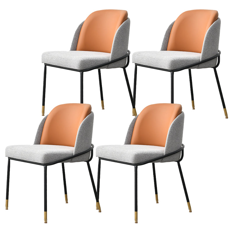 Sillas de comedor sin brazos de tela Glam, silla de comedor de metal para uso doméstico